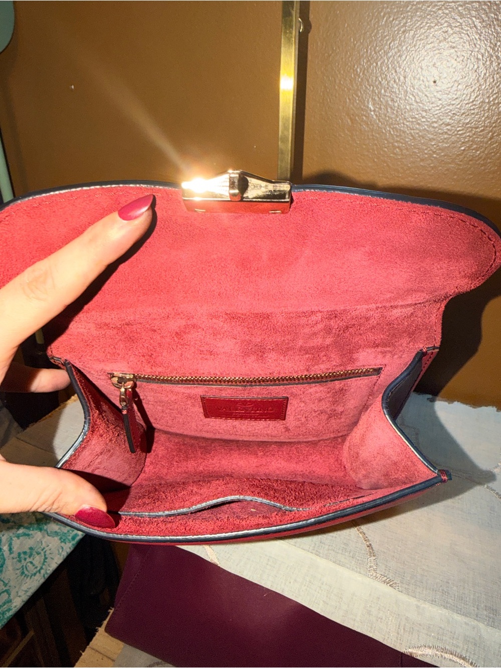 Valentino Pink Leather Crossbody with Silver Chain and Pyramid Studs - Picture 6 of 6